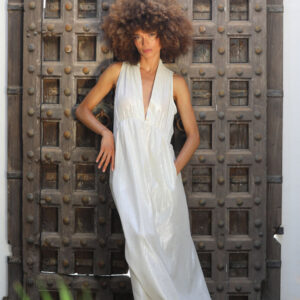 Robe décolleté Blanc brillant
