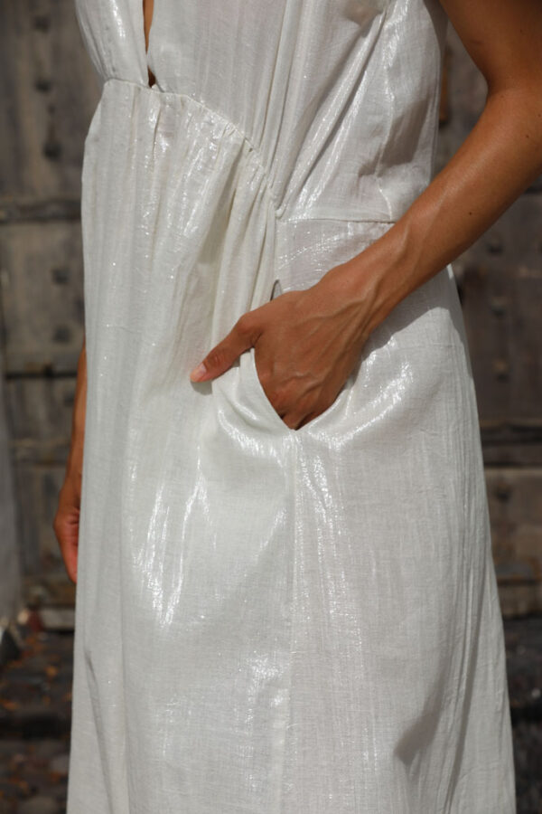 Robe décolleté Blanc brillant – Image 5